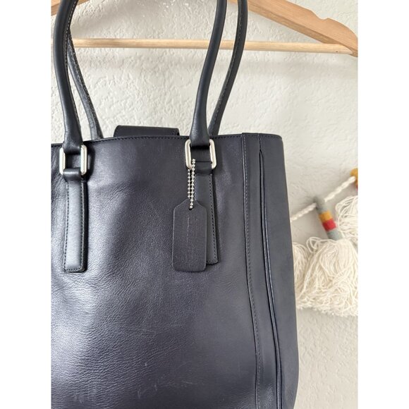 Vintage Coach Bonnie Legacy Slim Leather Shoulder Handbag Y2k Navy 9422 - Picture 2 of 9